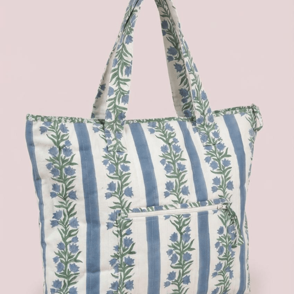 Amba Block Print Bag - Blue / Green