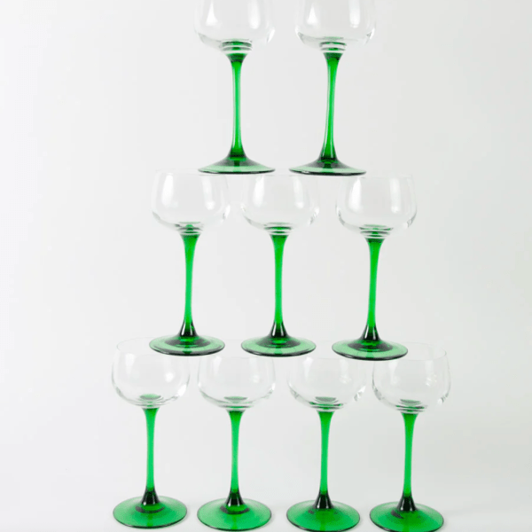 Set of Emerald Green Luminarc Hock Wine Glasses