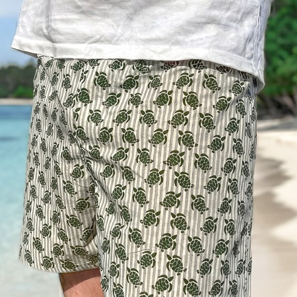 Tortuga Turtle Print Cotton Poplin Boxer Shorts