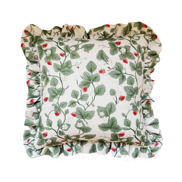Trailing Strawberries Ruffled Cushion