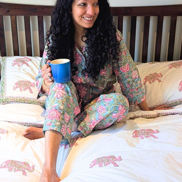 LONG PJ SET - SEA GREEN FLORAL