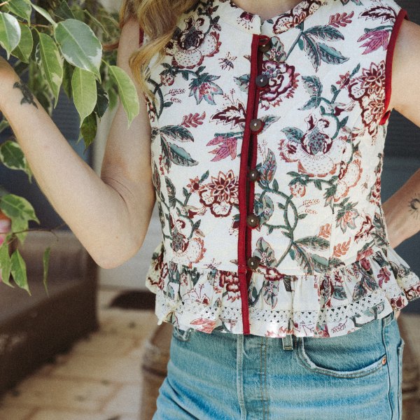 Frill Waistcoat - Vintage Rose