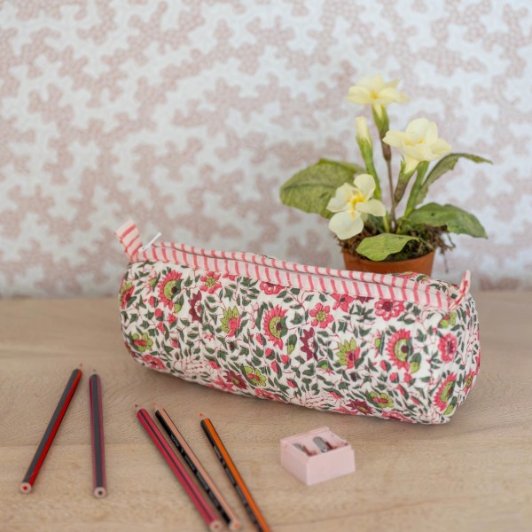 Pink Flora Pencil Case