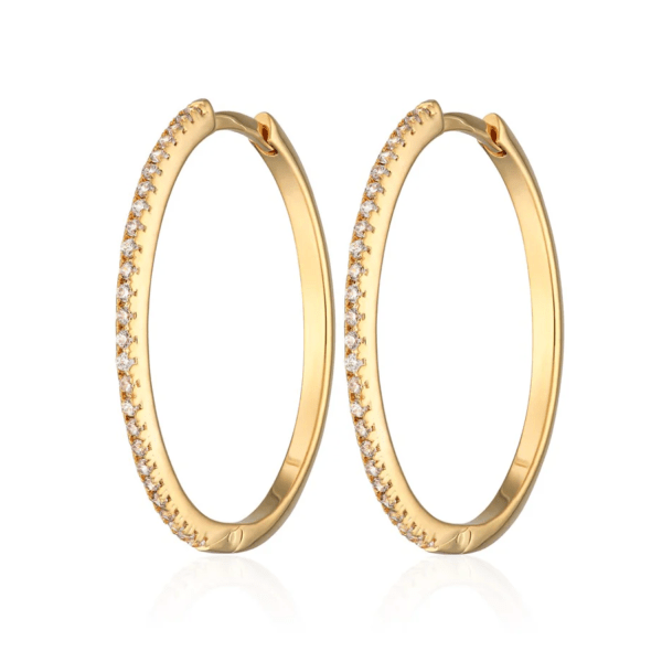 Slim Sparkling Gold Hoop Earrings