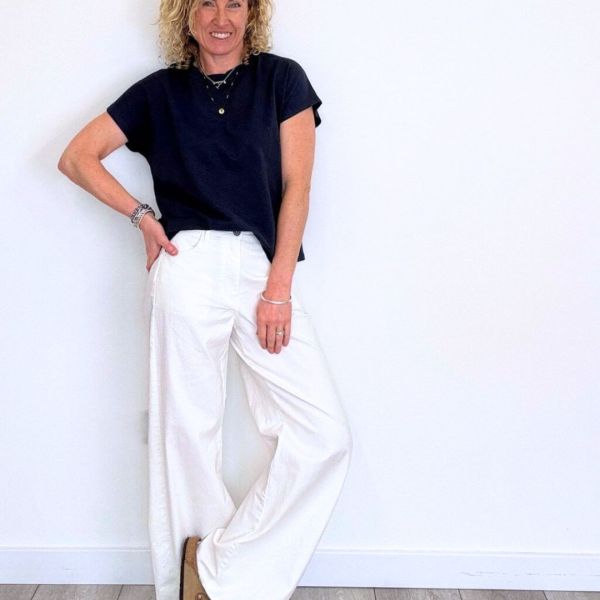 Cayman Wide Leg Jeans | White