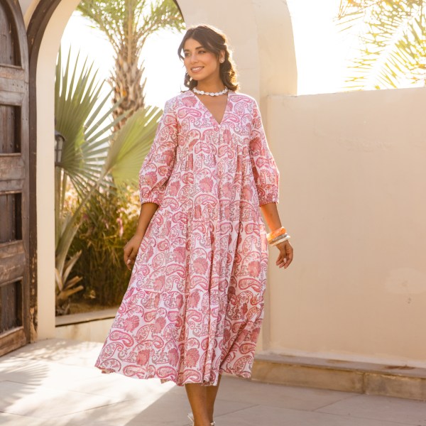 ZOYA DRESS - PINK PAISLEY