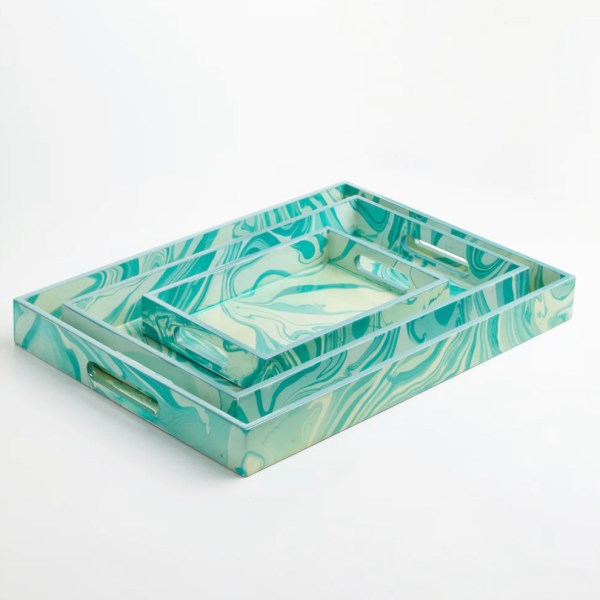 Fantasia Tray in Turquoise Marbling (3 sizes)