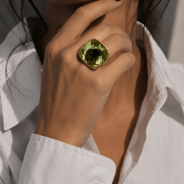 GIANT DISCO RING - LIME & GOLD