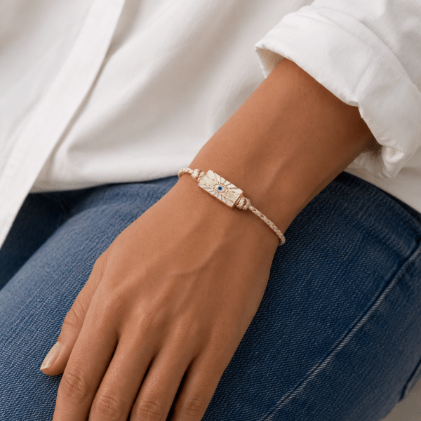 BOHEMIAN EVIL EYE BRACELET = WHITE