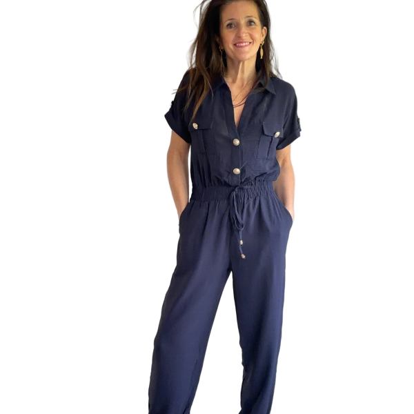 Navy Cuff Jogger Jumpsuit