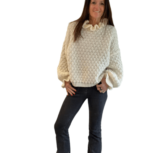 Cream Ruffle Collar & Cuff Jumper