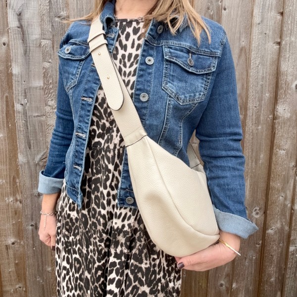 Cream Crossbody Wide Strap Swing Bag