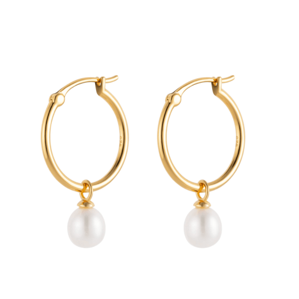 Hoops with detachable round pearl drop