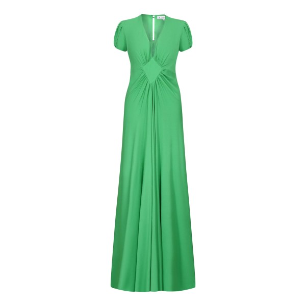 Long Jessie Dress in Spring Green Silk