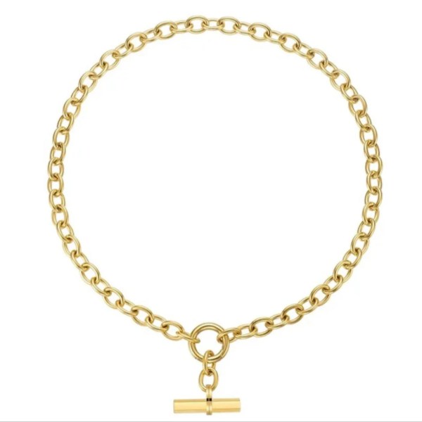 Chunky T Bar Necklace in Gold