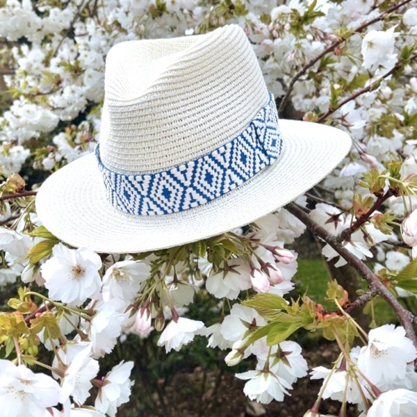 Summer Fedora with blue aztec band