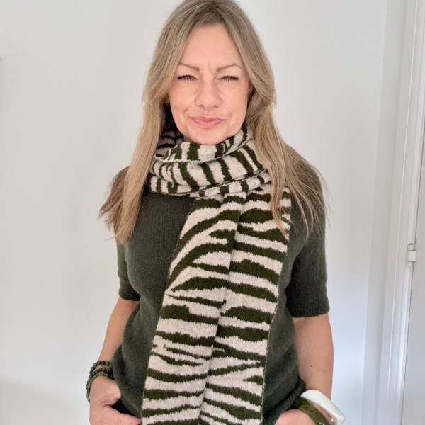 Taupe & Khaki Zebra Print Scarf