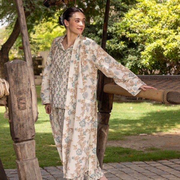 Cotton Dressing Gown / Robe - Paxford Mist