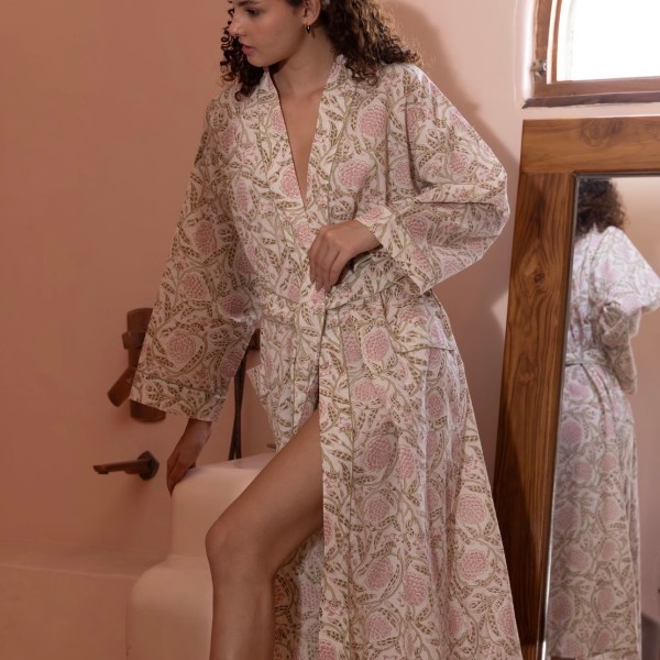 Cotton Dressing Gown / Robe - Wolds Bloom