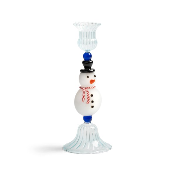 Glass Snowman candle holder