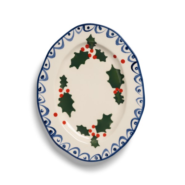 Blue Christmas platter dish