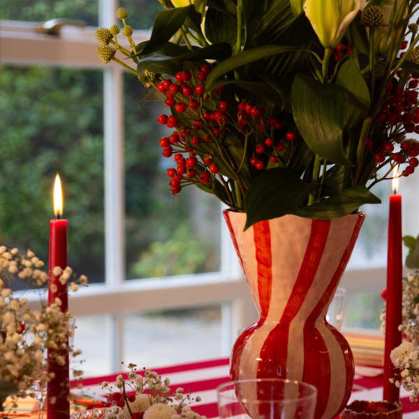Red striped vase