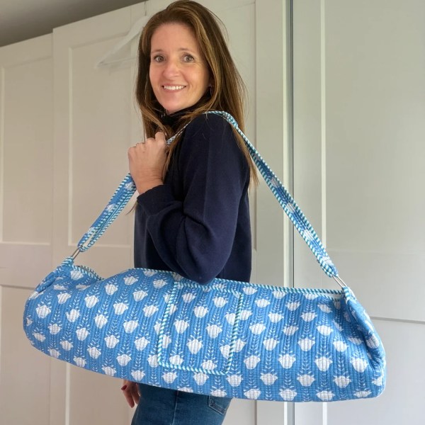 Quilted Cotton Ski Blue Yoga / Pilates Mat