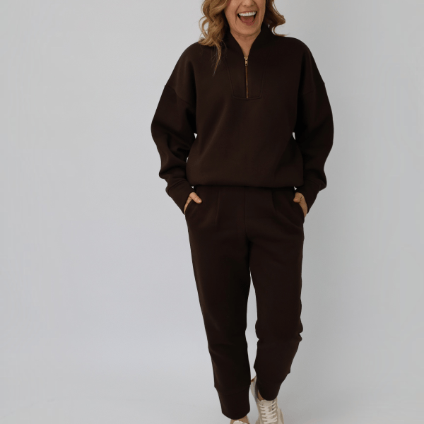 Chocolate sweatshirt and sweatpants co-ord
