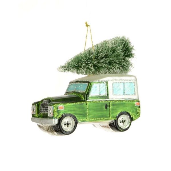 product shot of green Defender Glass Bauble