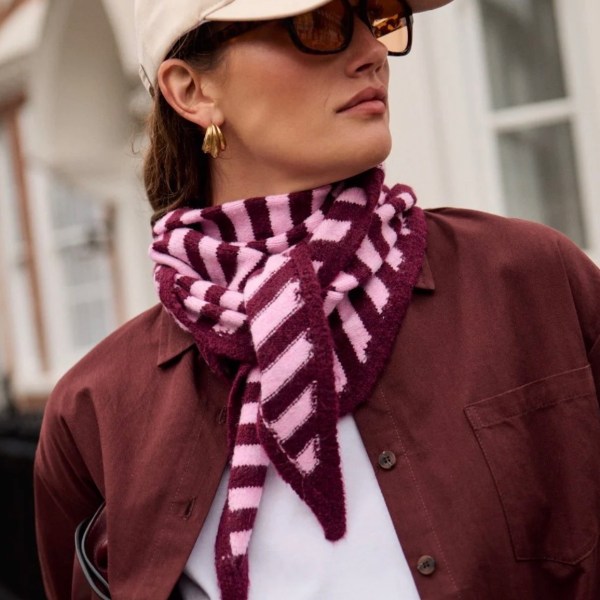 Burgundy & Pink Triangle Scarf