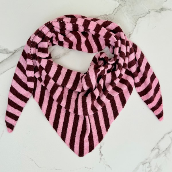 Nordic Stripe Triangel Scarf -Burgundy/Pink