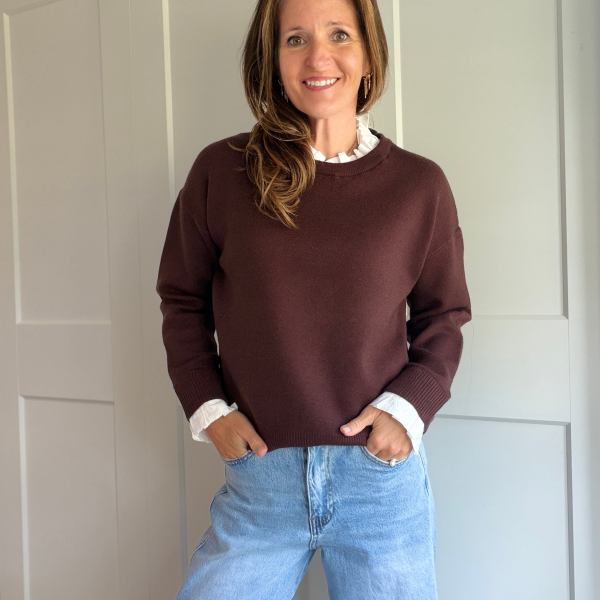 Chocolate Brown Pie Crust Collar & Cuff Jumper