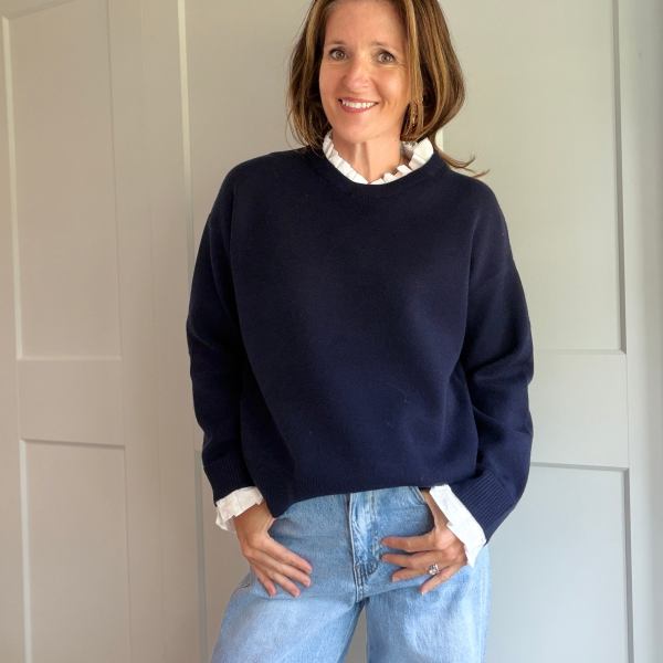 Navy Pie Crust Collar & Cuff Jumper