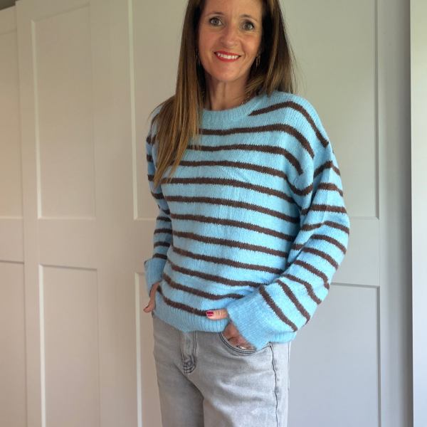 Blue & Brown Stripe Jumper