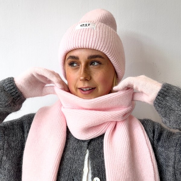 Clara Angora Beanie -Light Pink