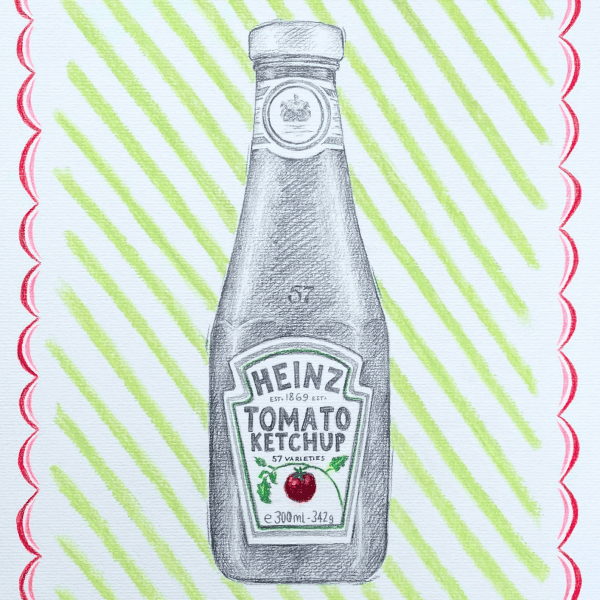 print of a bottle of heinz ketchup