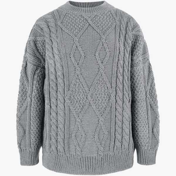 Nonna Cable Knit Merino Sweater in Grey