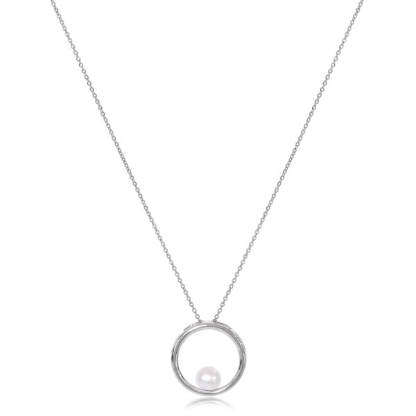 Credo silver circle pendant with cultured freshwater pearl