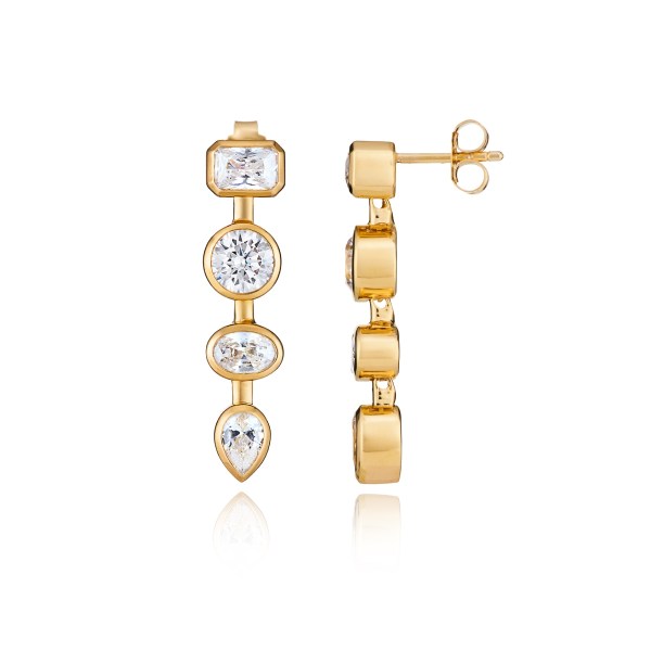 Tennis Gold Stud Drop Earrings