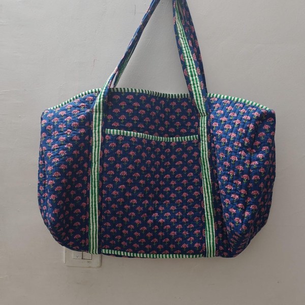 Blue duffle weekend bag