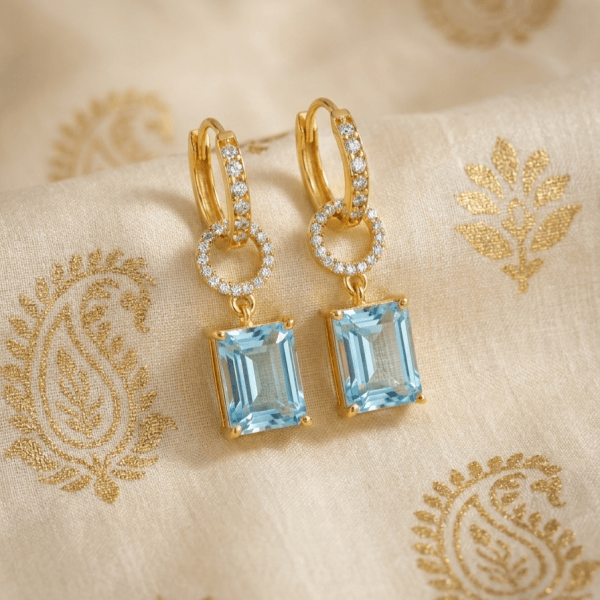 Ann Blue Topaz Drop Earrings